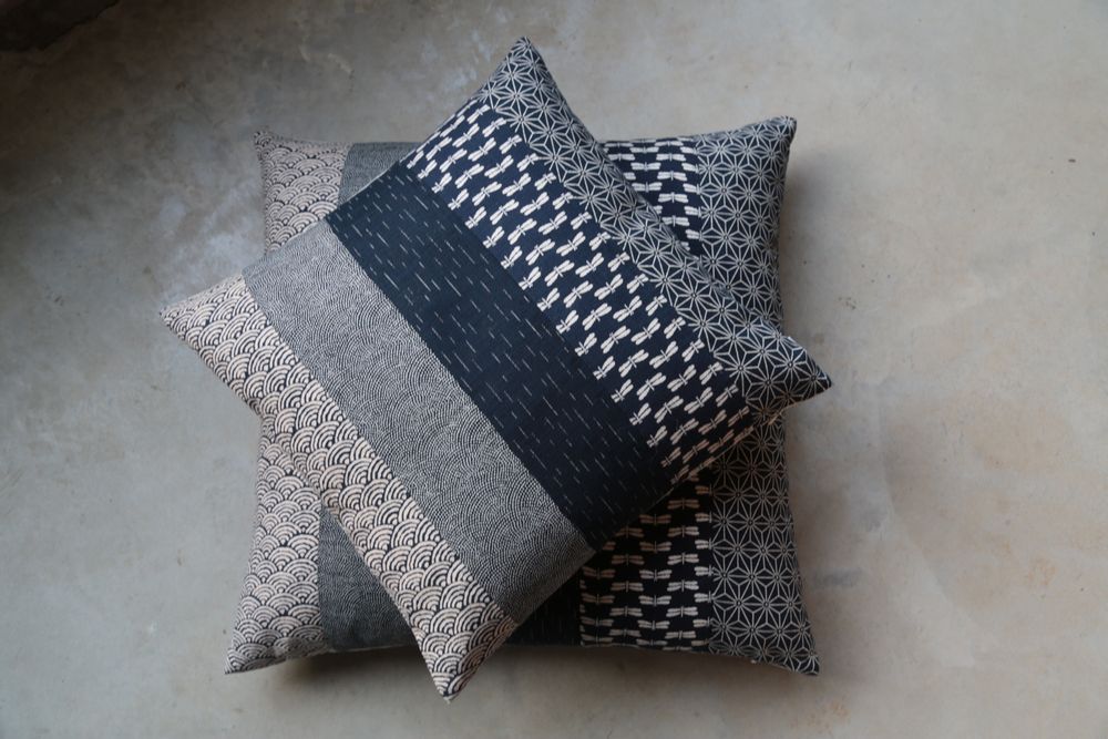 Coussins textile - Coussins en mix de tissus japonais. - HL- HELOISE LEVIEUX