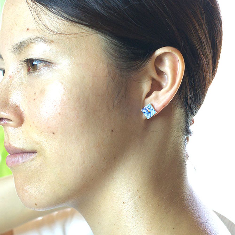 Cadeaux - Boucles d'oreilles TEGAKI « BARA »【« Rose » dessinées à la main】 - NANAYOSHA