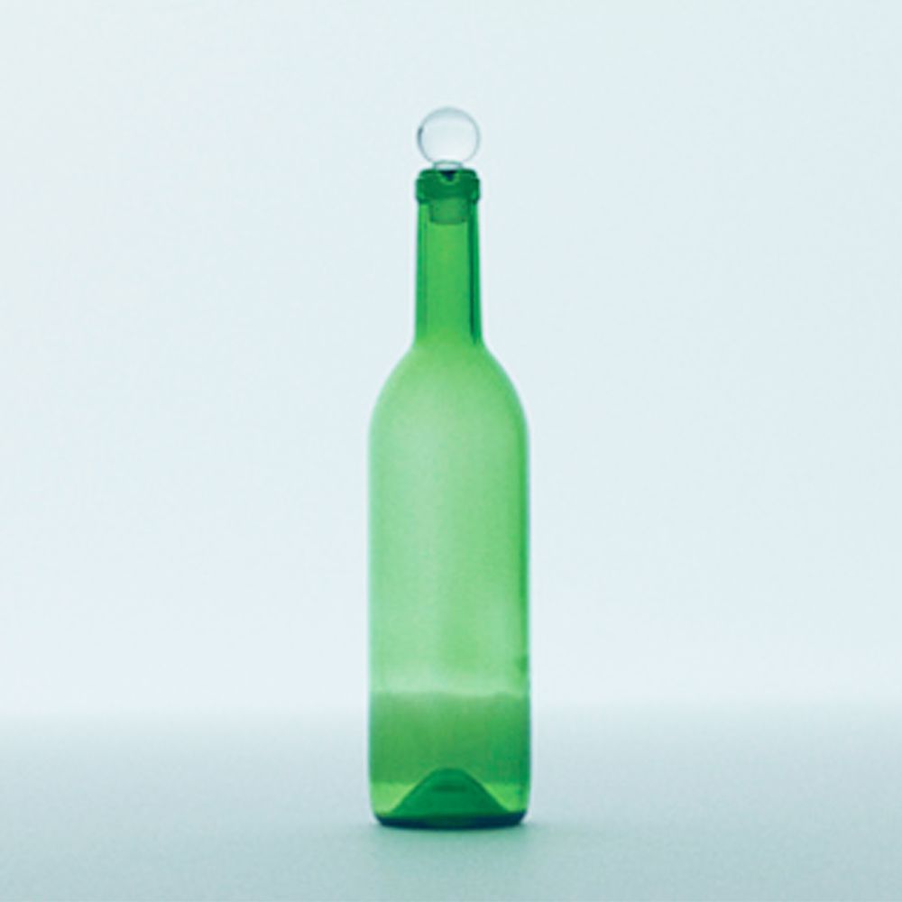 Glass - funew capped bottle L green - KIMOTO GLASS TOKYO