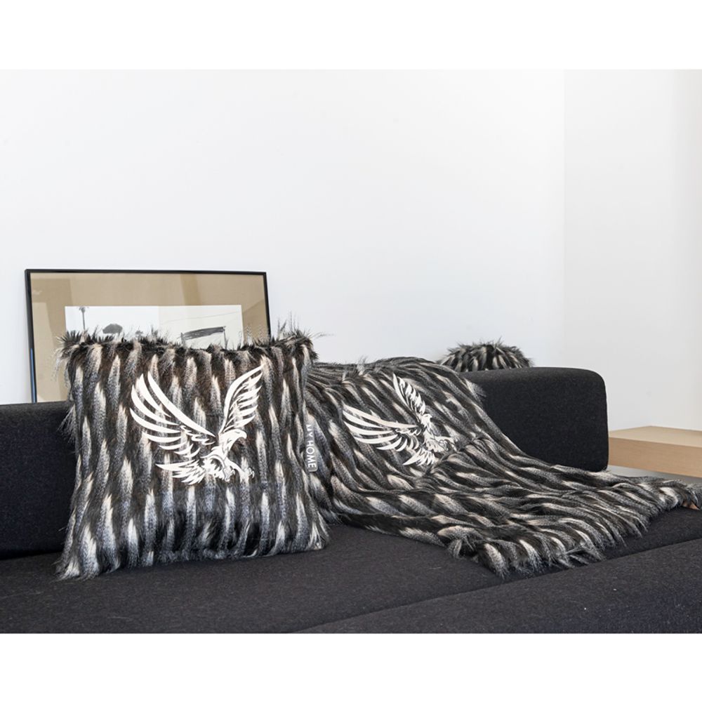 Fabric cushions - EMBROIDERY FAUX FUR PLAID - MX HOME