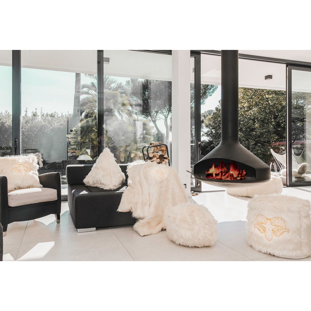 Fabric cushions - EMBROIDERY FAUX FUR PLAID - MX HOME
