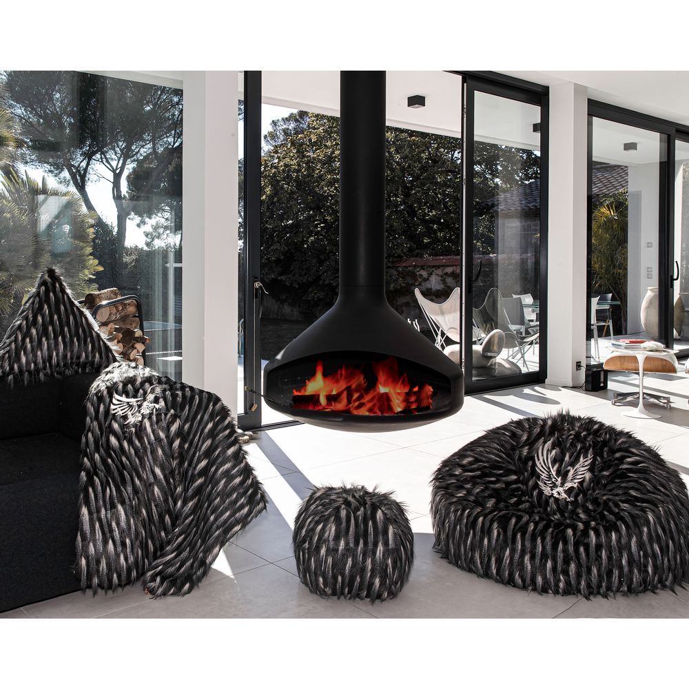 Fabric cushions - EMBROIDERY FAUX FUR PLAID - MX HOME
