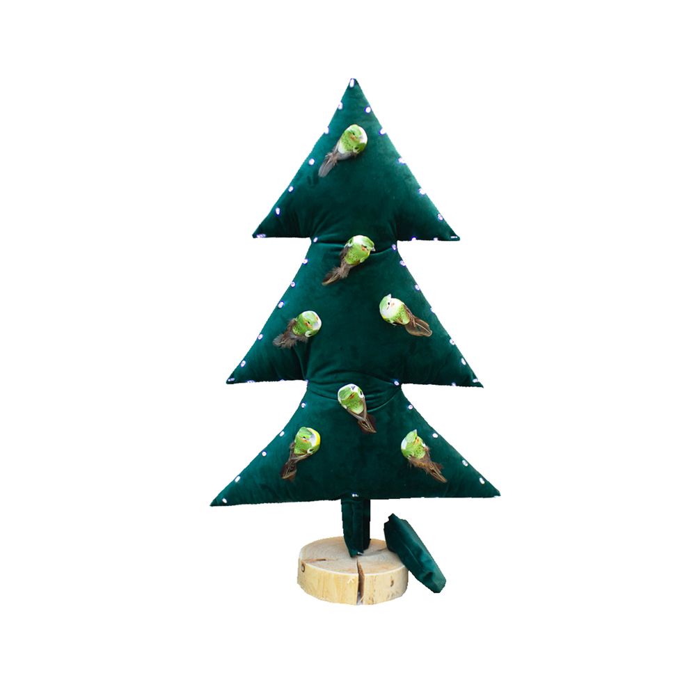 Décorations pour tables de Noël - Sapin de noël lumineux toile de jute avec sujets - MX HOME
