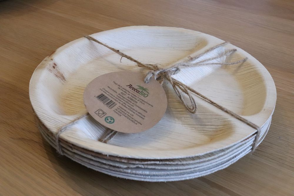 Plats et saladiers - Lot de 6 assiettes à compartiment (diam 25cm) - ARECABIO