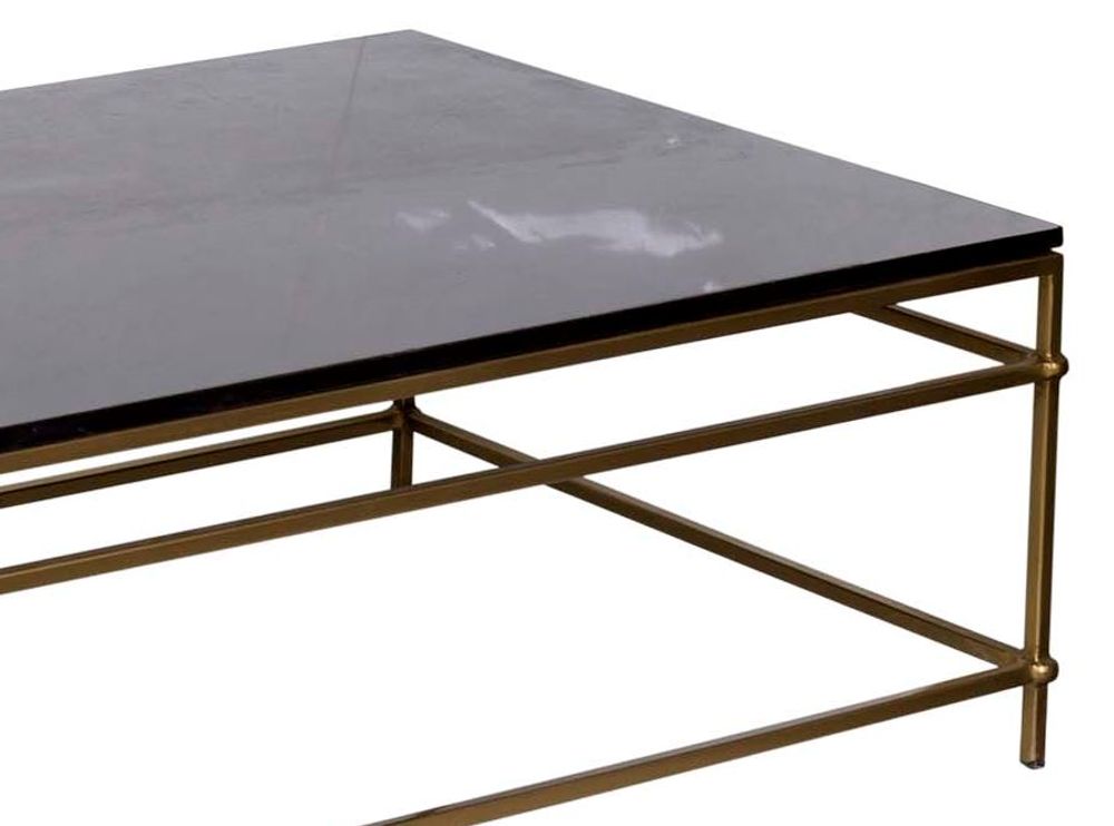 Tables basses - TABLE BASSE EN MARBRE NOIR ET FER DORÉ - BECARA