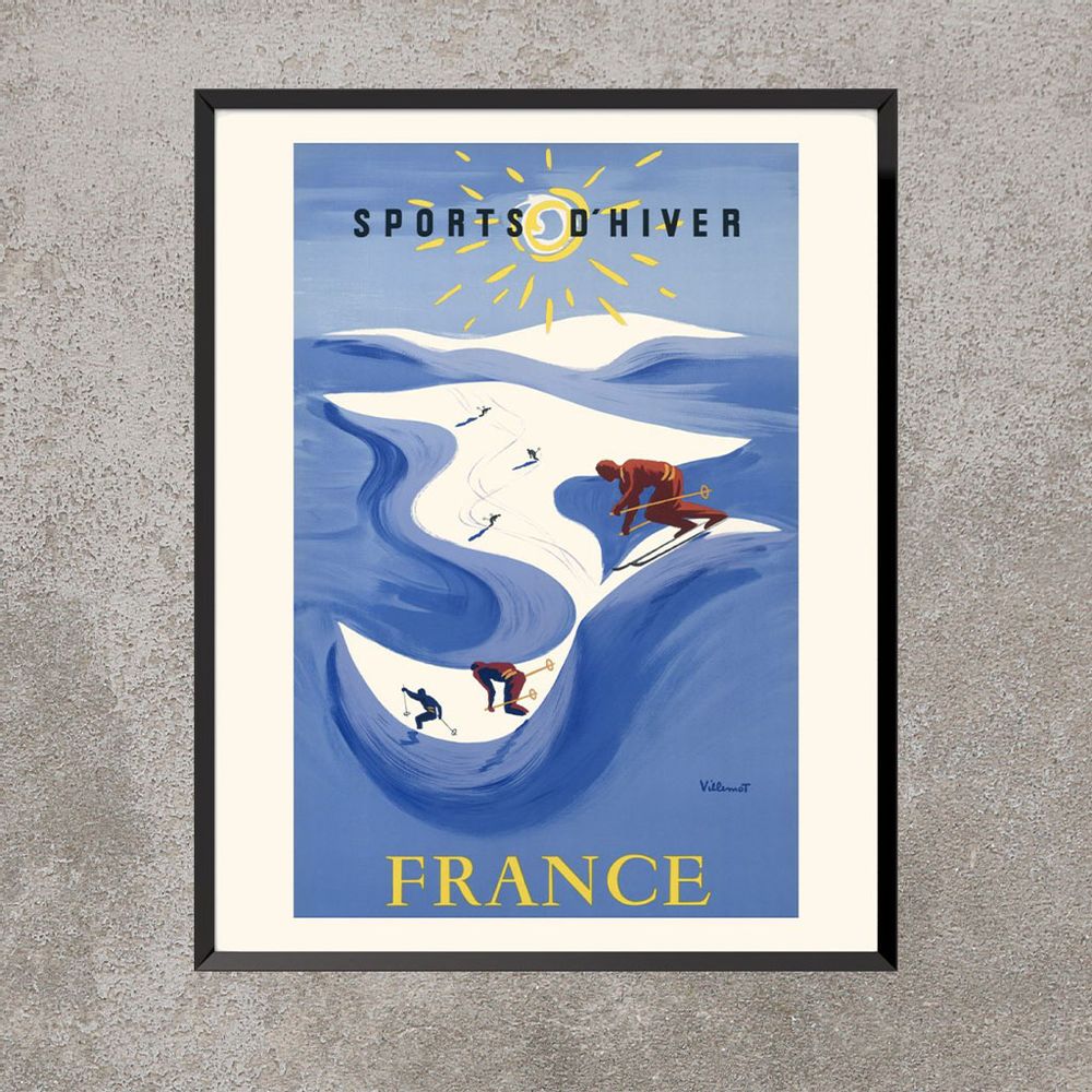 Affiches - AFFICHE SPORTS D'HIVER FRANCE BERNARD VILLEMOT EXISTE EN 2 FORMATS - BILLPOSTERS