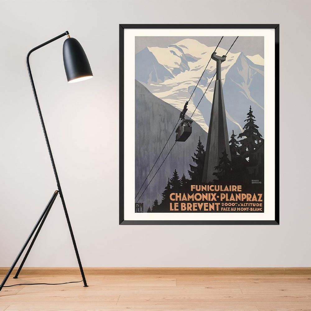 Poster - POSTER FUNICULAIRE CHAMONIX-PLANPRAZ-LE BREVENT ROGER BRODERS AVAILABLE IN 2 FORMATS - BILLPOSTERS