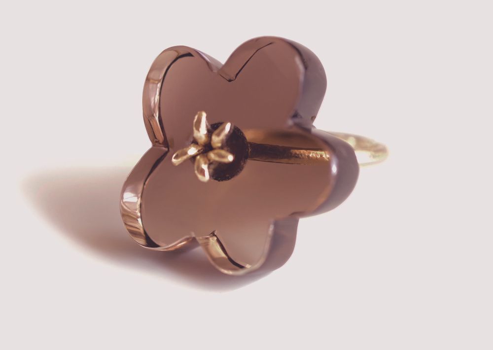 Jewelry - K18 Flower Ring / Smoky Quartz - NAM