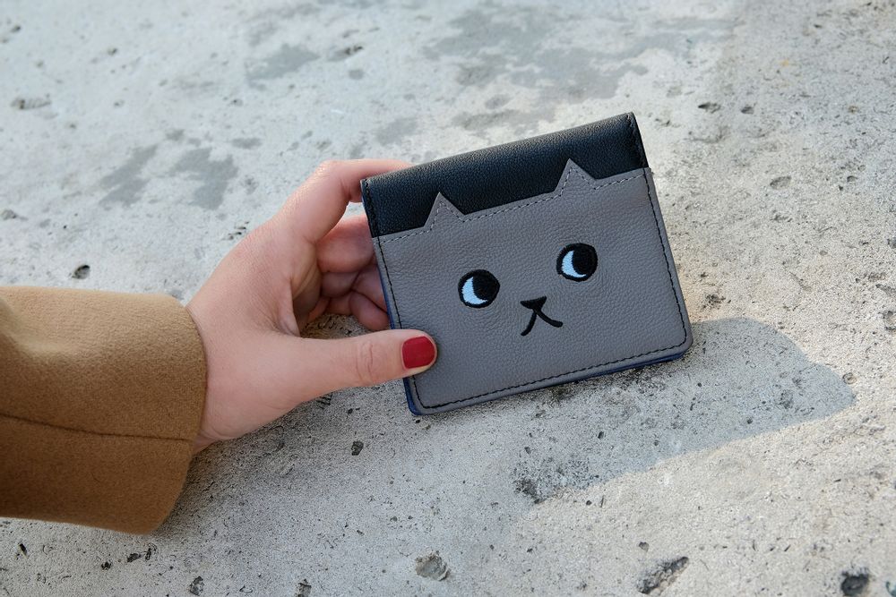 Leather goods - Leather Wallet Walking Cat Bi-color - KEORA KEORA TOKYO
