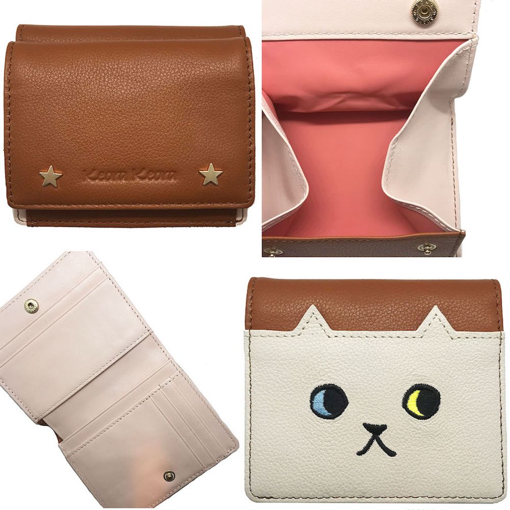 Leather goods - Leather Wallet Walking Cat Bi-color - KEORA KEORA TOKYO