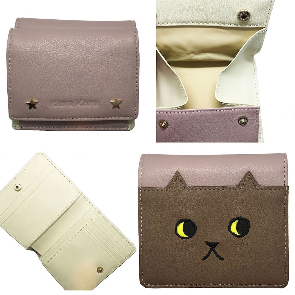 Leather goods - Leather Wallet Walking Cat Bi-color - KEORA KEORA TOKYO