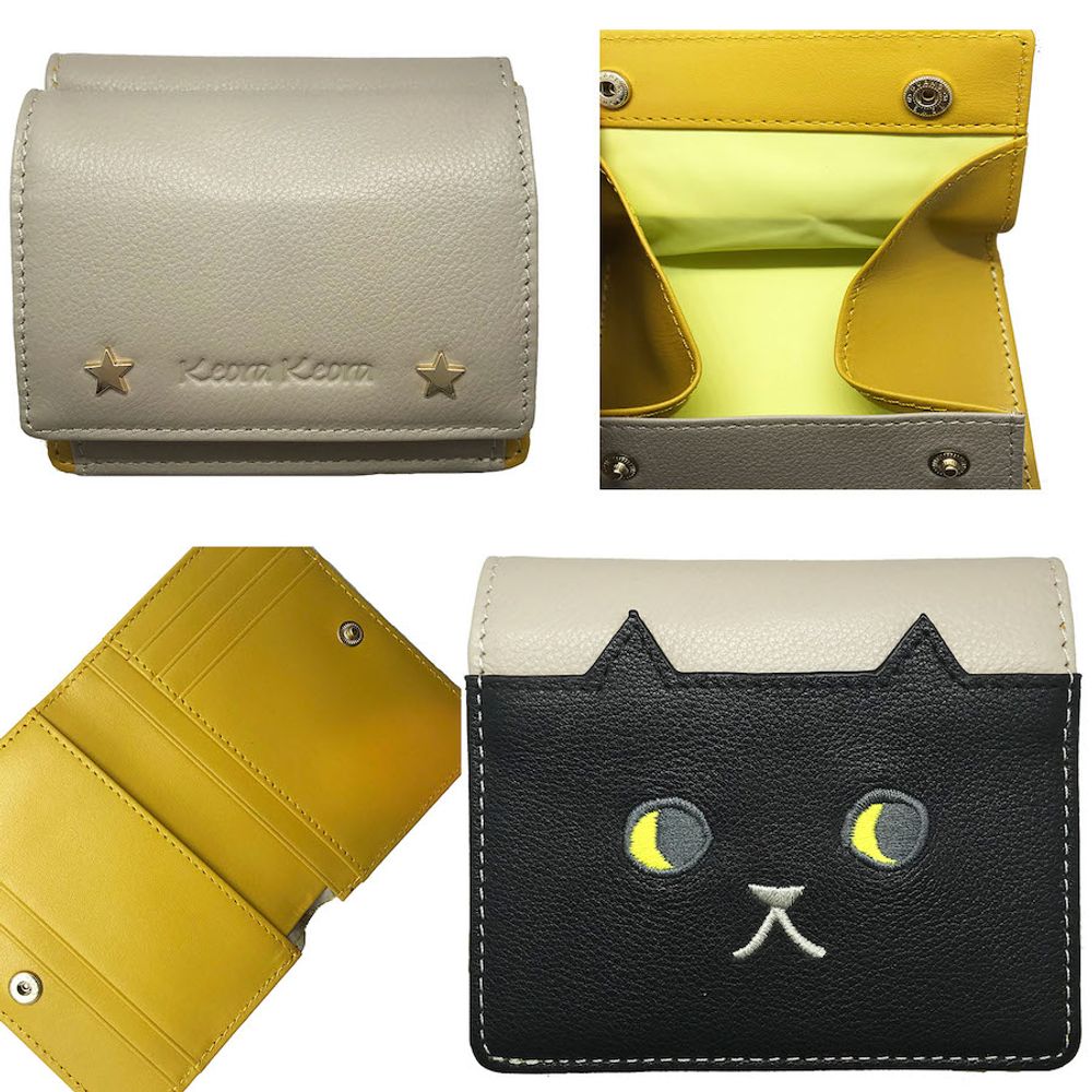 Leather goods - Leather Wallet Walking Cat Bi-color - KEORA KEORA TOKYO