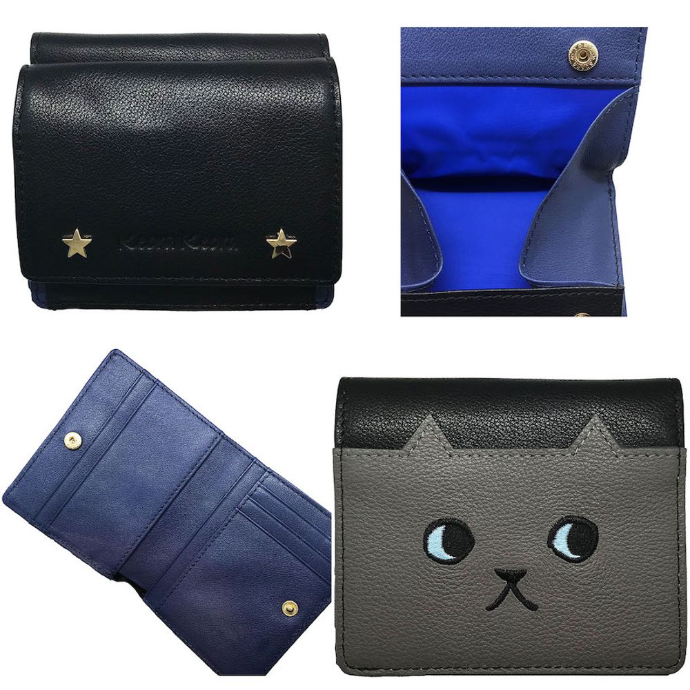 Leather goods - Leather Wallet Walking Cat Bi-color - KEORA KEORA TOKYO
