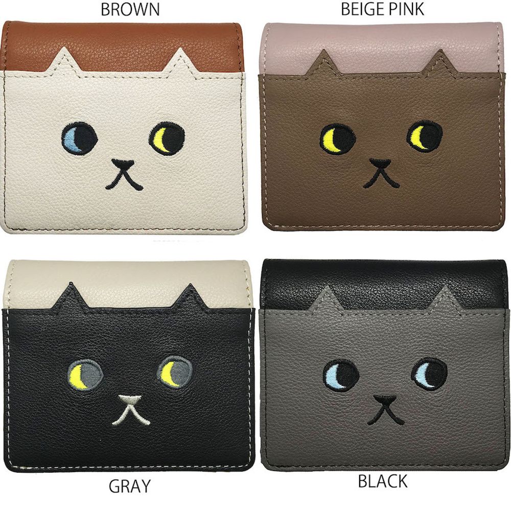 Leather goods - Leather Wallet Walking Cat Bi-color - KEORA KEORA TOKYO