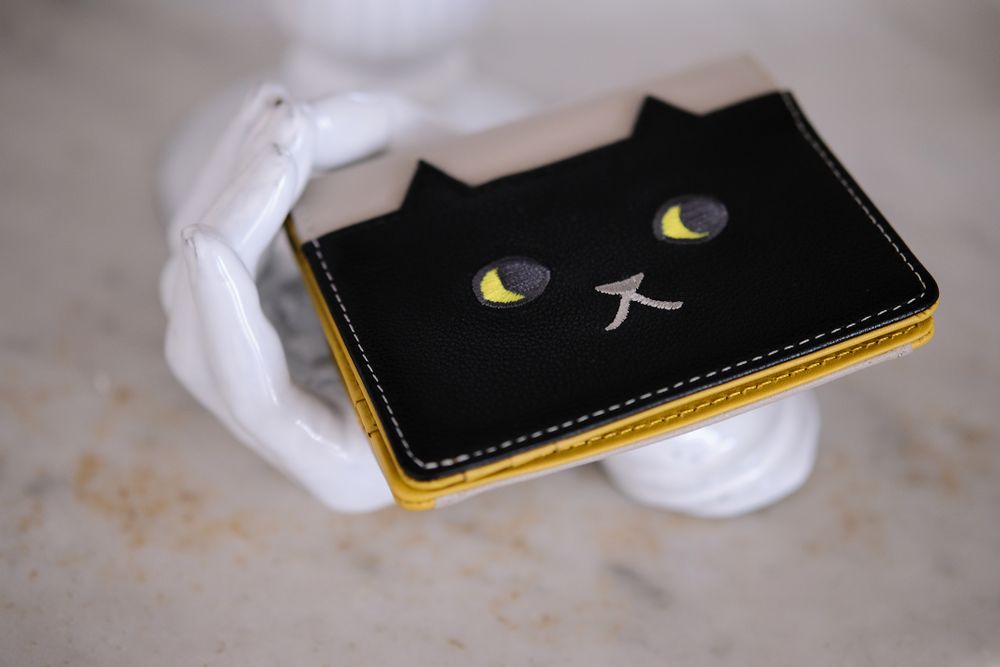 Leather goods - Leather Wallet Walking Cat Bi-color - KEORA KEORA TOKYO
