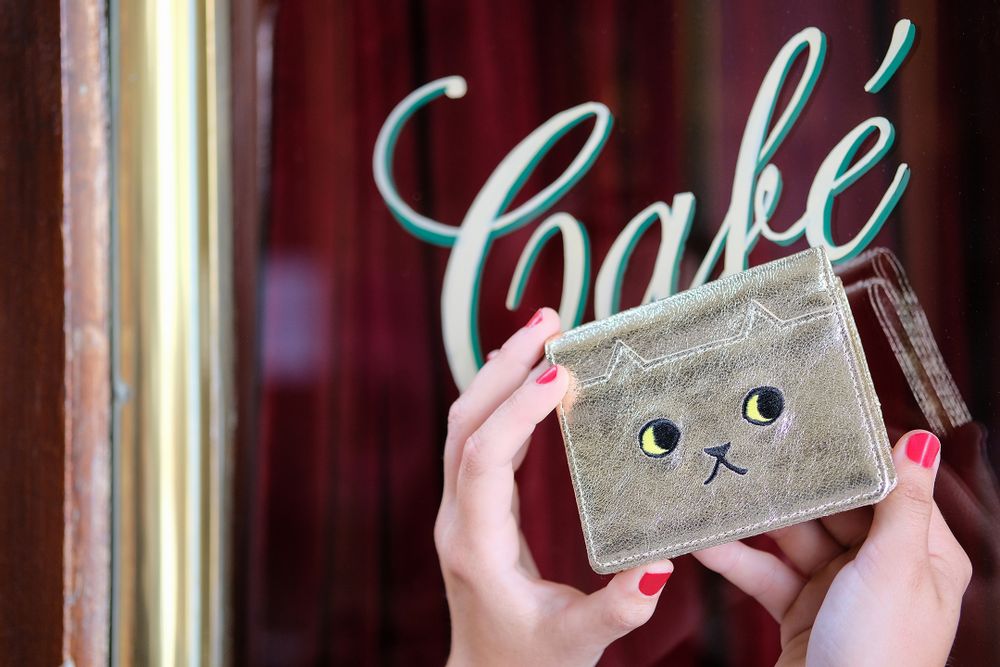 Leather goods - Leather Wallet Walking Cat Gold / Silver - KEORA KEORA TOKYO