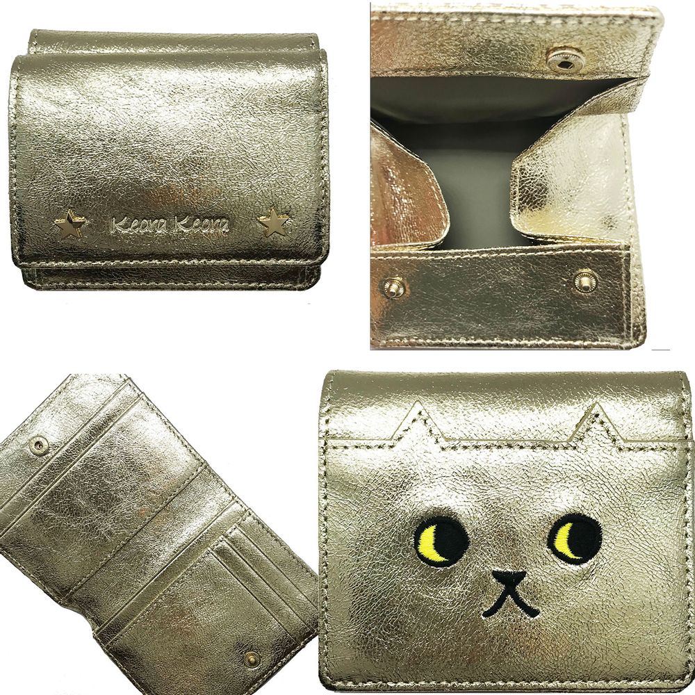 Leather goods - Leather Wallet Walking Cat Gold / Silver - KEORA KEORA TOKYO