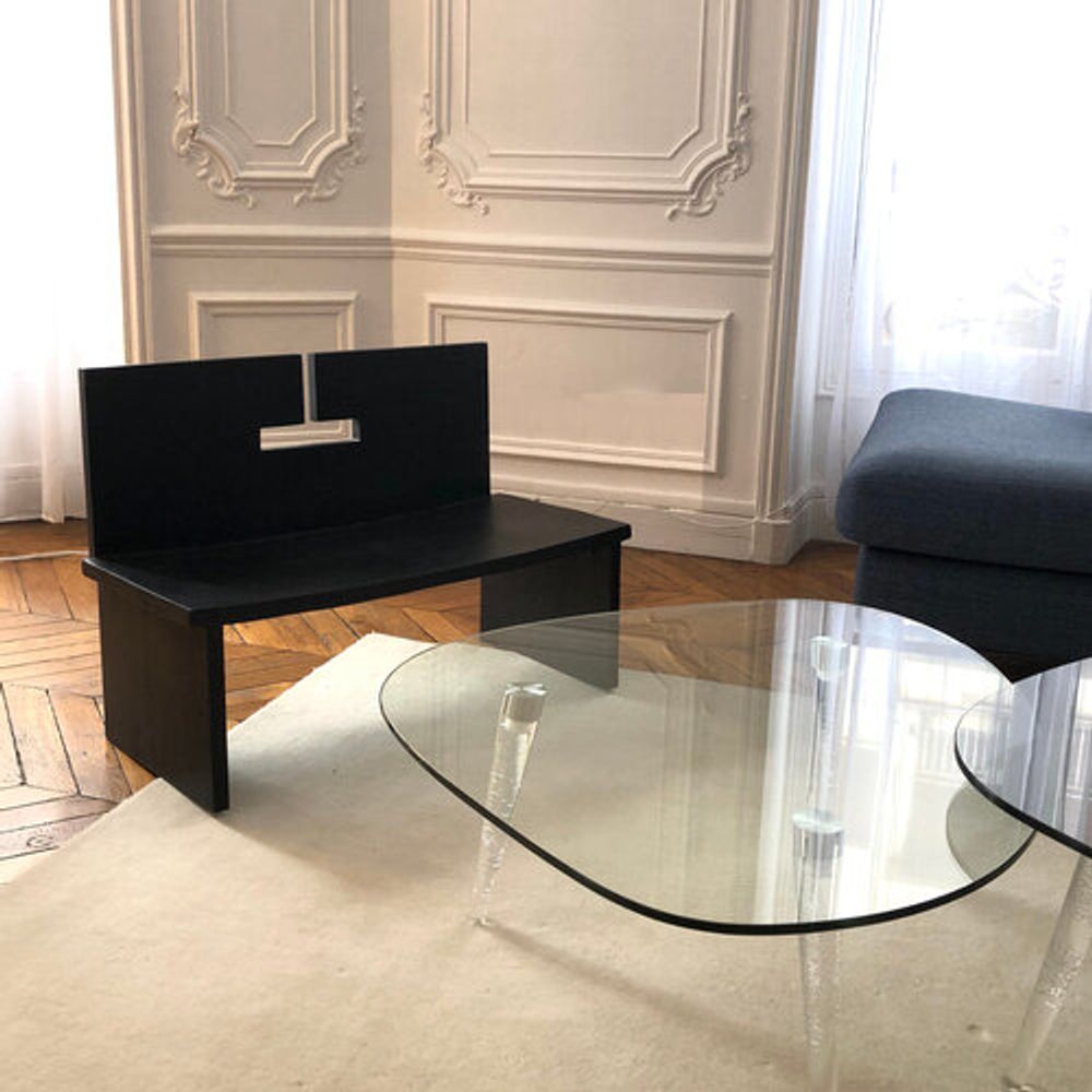 Armchairs - Low armchair in black wood - FLOATING HOUSE