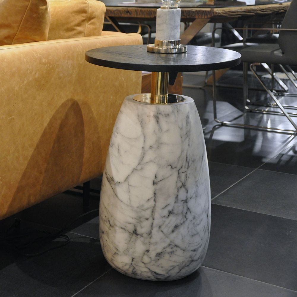 Objets design - Table d'appoint marbre avec plateau en bois | Pupil - URBAN LEGEND