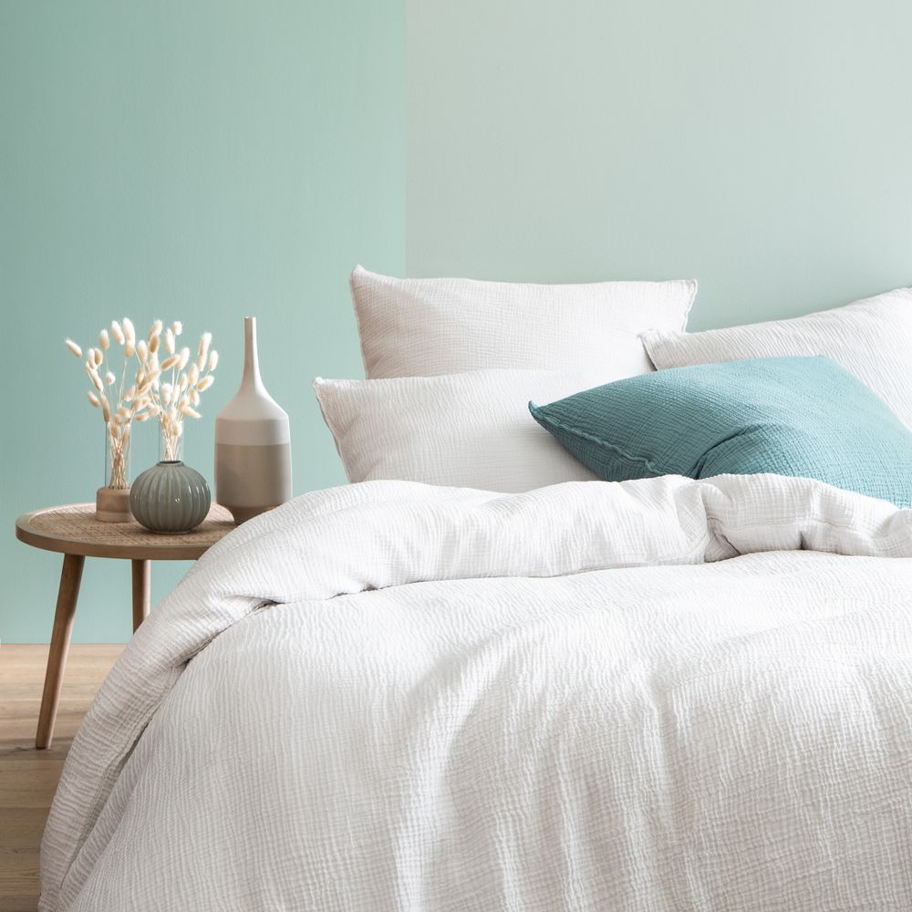 Linge de lit - Simplement gaufré - Double gaze de coton - BLANC CERISE