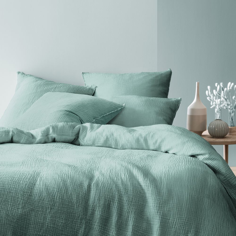 Linge de lit - Simplement gaufré - Double gaze de coton - BLANC CERISE