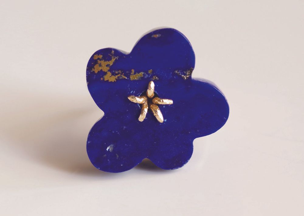 Jewelry - K18 Flower Ring / Lapis Lazuli - NAM