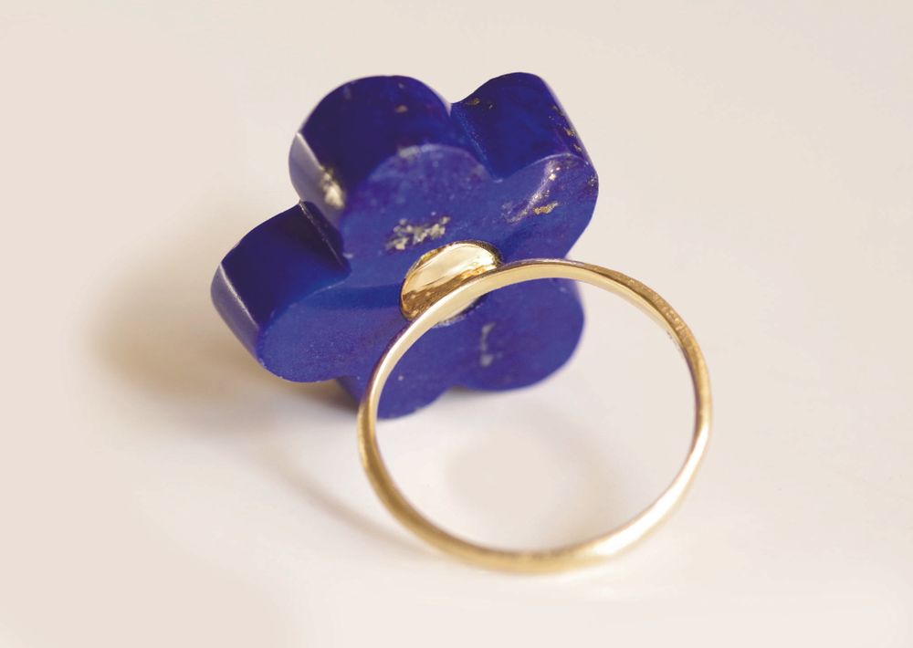 Jewelry - K18 Flower Ring / Lapis Lazuli - NAM