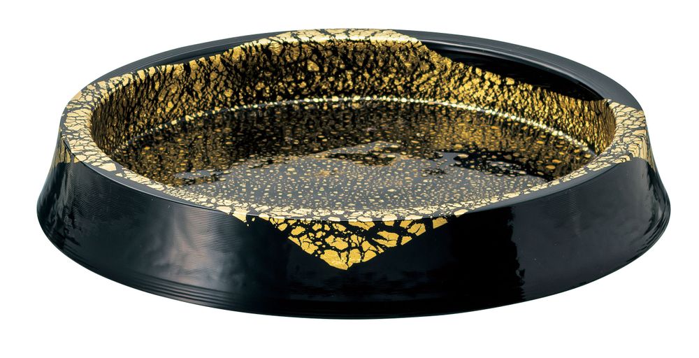 Ménagères - « KAGUYATSUKI » Plaque en verre ronde en or véritable 24 carats en or véritable fabriqué à la main - TOYO-SASAKI GLASS