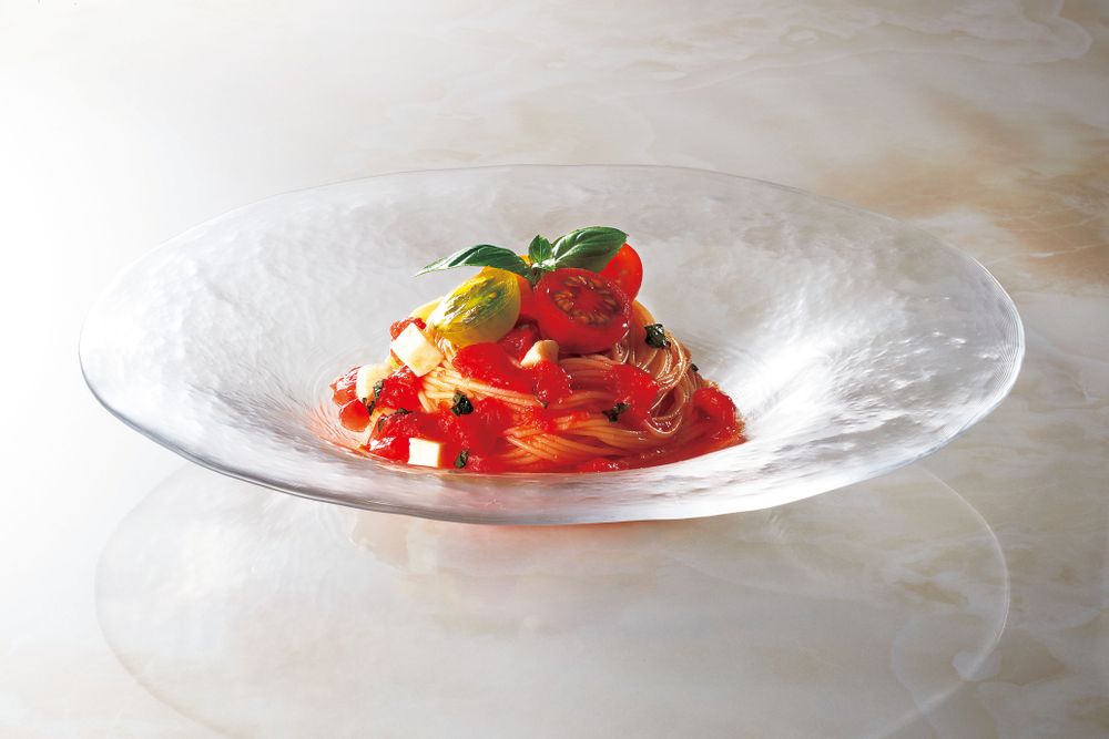 Glass - "ORBIT" Master Craftmanship Japanese Round & Square Glass Plate with Rim - TOYO-SASAKI GLASS