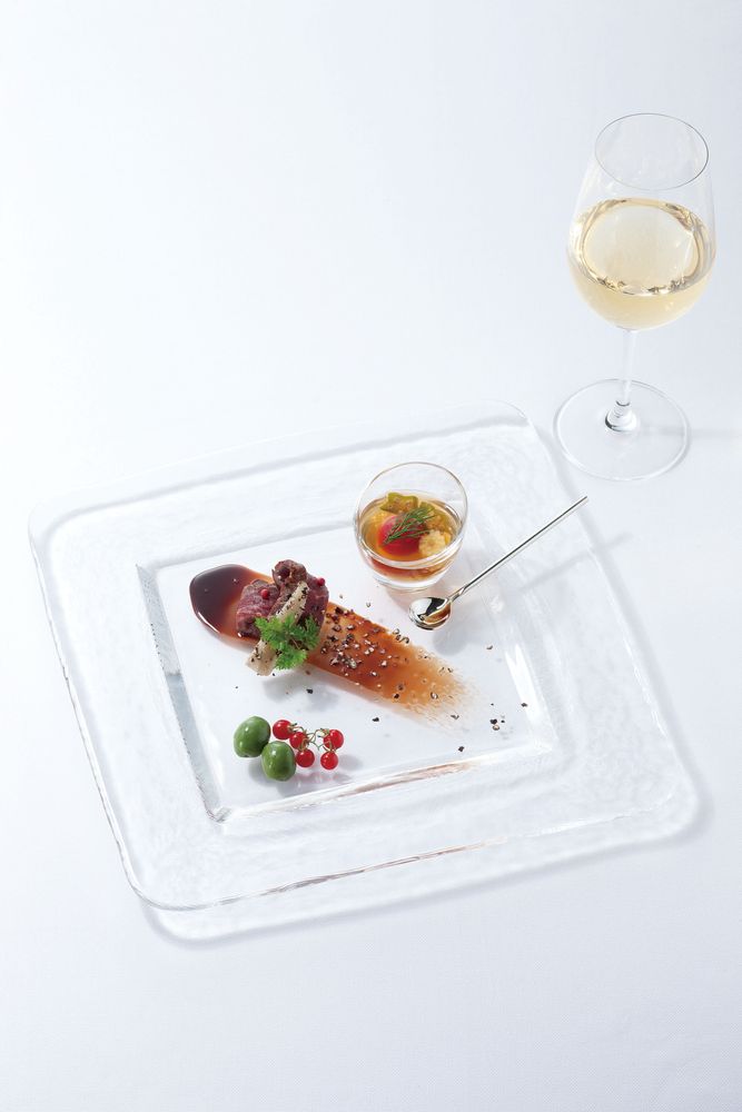 Glass - "ORBIT" Master Craftmanship Japanese Round & Square Glass Plate with Rim - TOYO-SASAKI GLASS