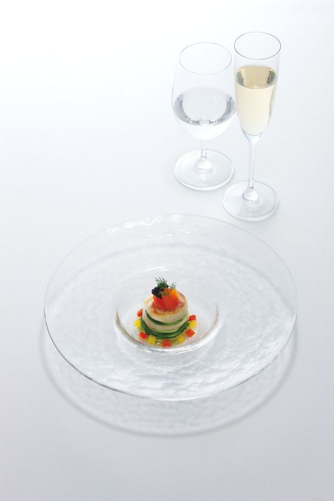 Glass - "ORBIT" Master Craftmanship Japanese Round & Square Glass Plate with Rim - TOYO-SASAKI GLASS