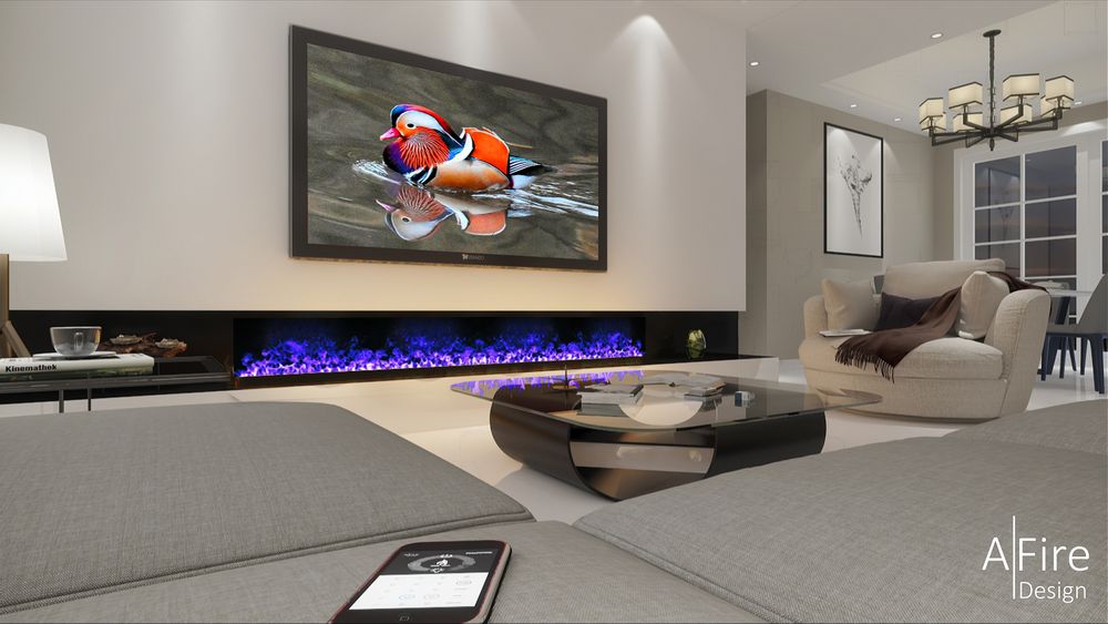 Hotel bedrooms - 150 cm Water Vapor Fireplace - AFIRE 3D Electric Insert PRESTIGE Design Decoration - AFIRE