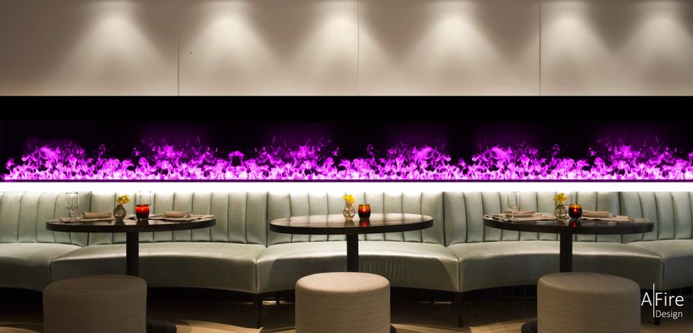 Hotel bedrooms - 200-800 cm Water Vapor Fireplace (80-320 in) - AFIRE 3D Electric Insert PRESTIGE Design Decoration - AFIRE