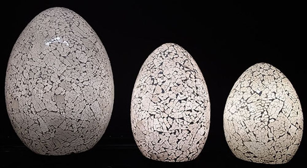 Lampes à poser - PUR061B - set de 3 lampes oeuf mosaïques orange/rouge. - JOLY S COLLECTION