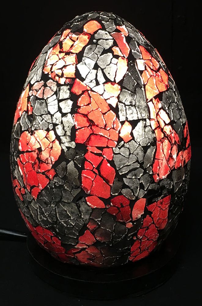 Lampes à poser - PUR061B - set de 3 lampes oeuf mosaïques orange/rouge. - JOLY S COLLECTION