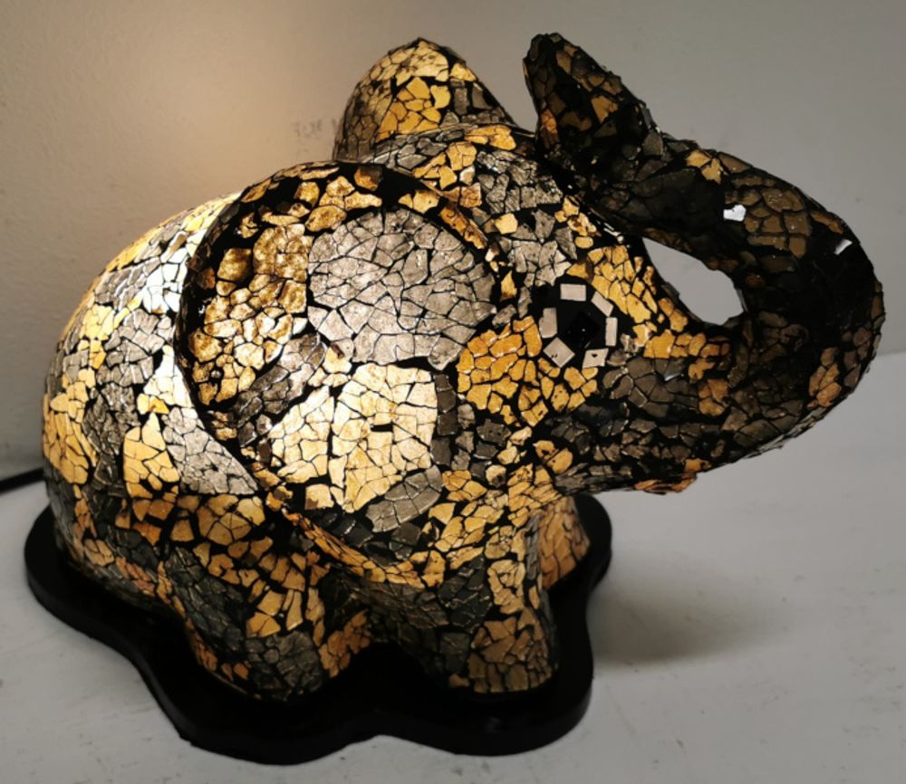 Table lamps - PUR025D White and black elephant mosaic lamp - JOLY  S COLLECTION