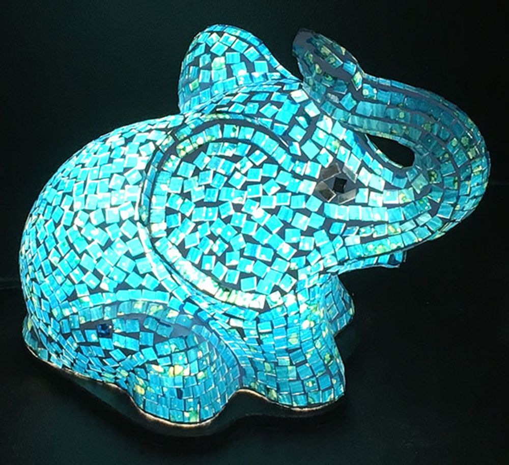 Table lamps - PUR025D White and black elephant mosaic lamp - JOLY  S COLLECTION