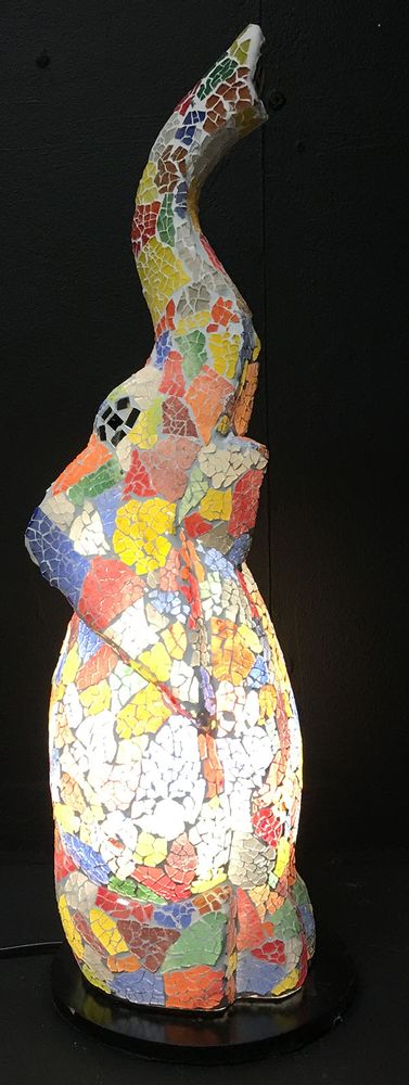 Table lamps - PUR025D White and black elephant mosaic lamp - JOLY  S COLLECTION