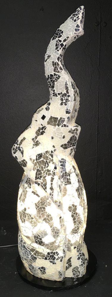 Table lamps - PUR025D White and black elephant mosaic lamp - JOLY  S COLLECTION