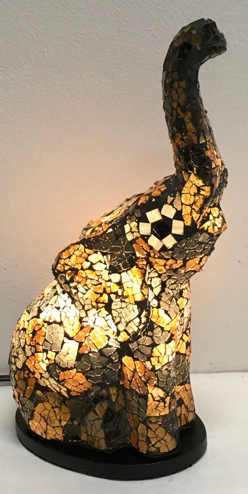 Table lamps - PUR025D White and black elephant mosaic lamp - JOLY  S COLLECTION
