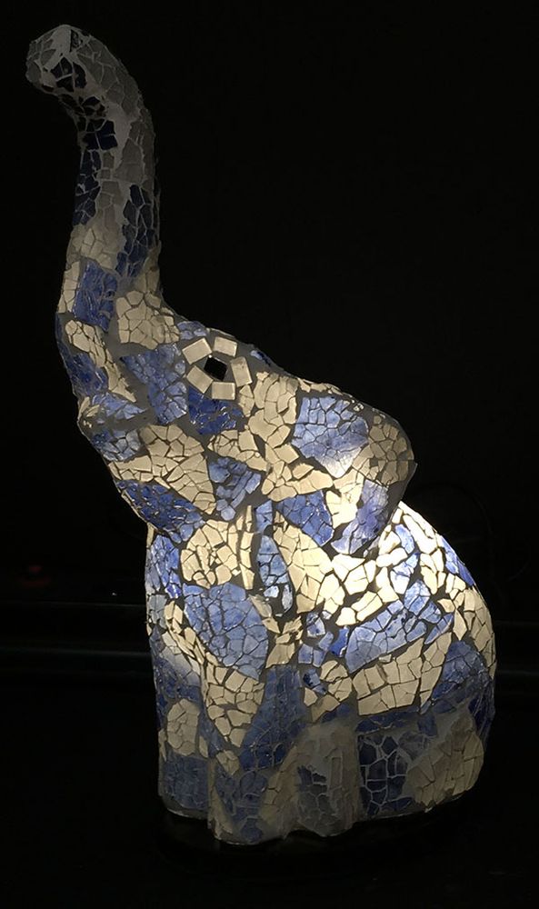 Table lamps - PUR025D White and black elephant mosaic lamp - JOLY  S COLLECTION
