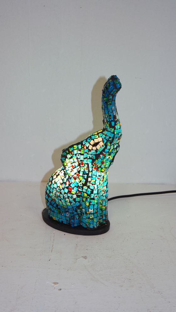 Table lamps - PUR025D White and black elephant mosaic lamp - JOLY  S COLLECTION