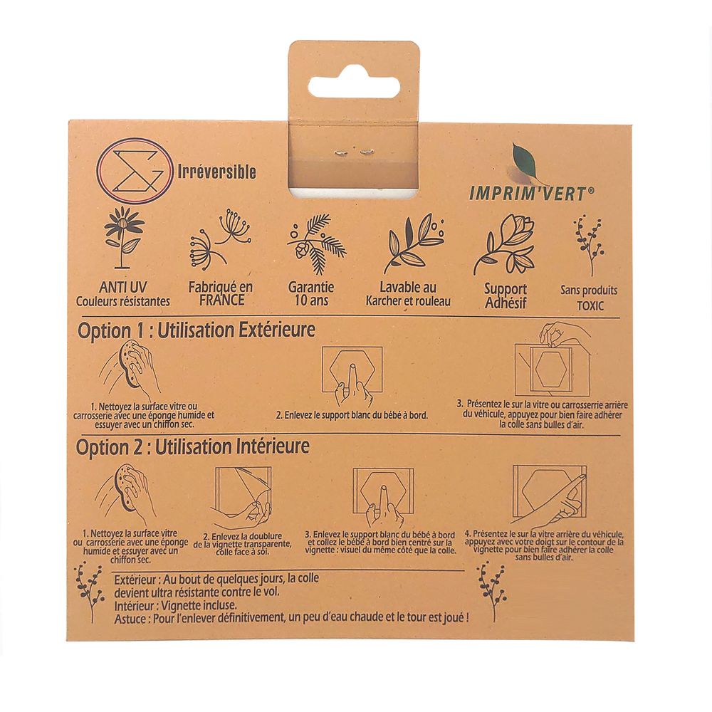 Objets de décoration - Adhésif Bébé à Bord - Renard - IRRÉVERSIBLE