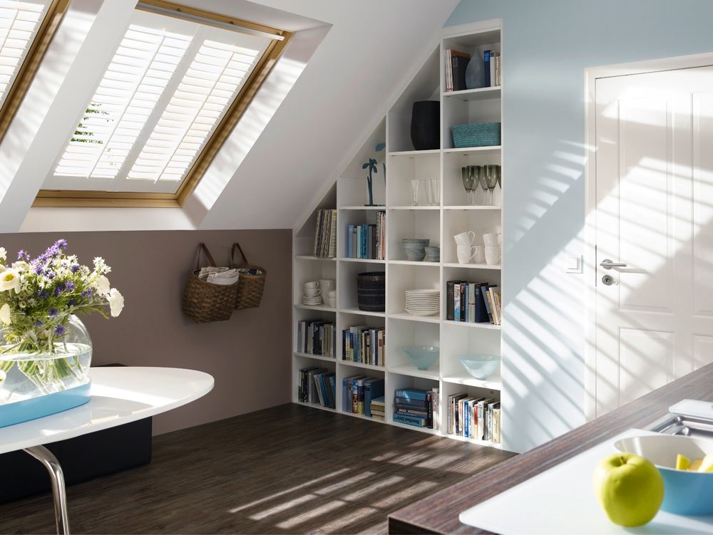 Curtains and window coverings - JASNO SHUTTERS - interior shutter with adjustable shutters in roof window and Velux - JASNO
