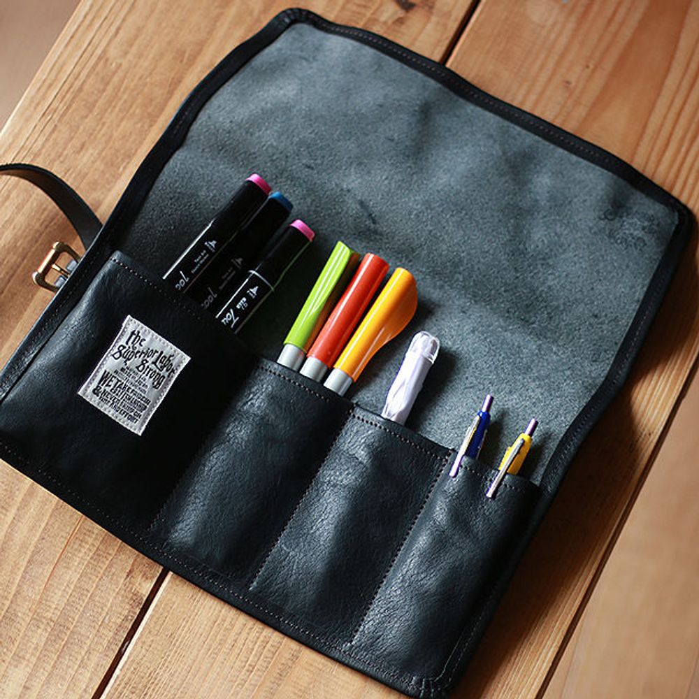 Stationery - leather roll pen case - THE SUPERIOR LABOR