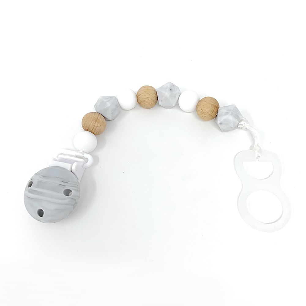 Childcare  accessories - Silicone Pacifier Clip - Wood and Marble - IRRÉVERSIBLE
