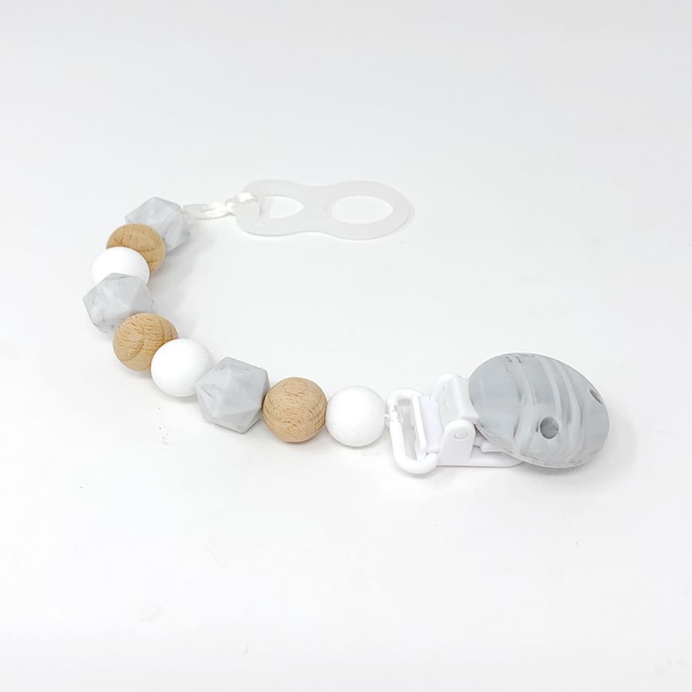 Childcare  accessories - Silicone Pacifier Clip - Wood and Marble - IRRÉVERSIBLE