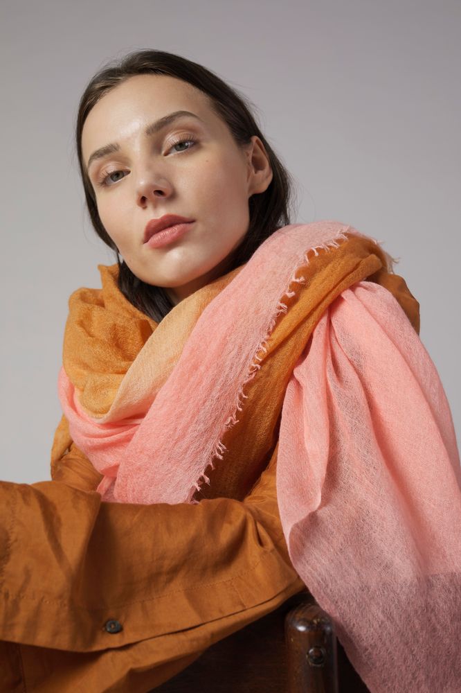 Scarves - Semi felted gran souffle shawl - MIRROR IN THE SKY