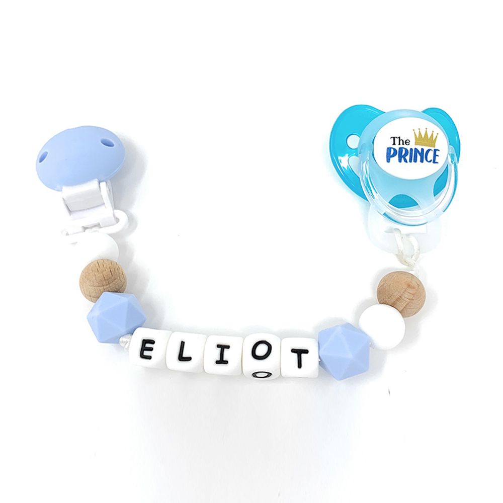Accessoires pour puériculture - Attache-sucette silicone personnalisable - Bois et Bleu - IRRÉVERSIBLE