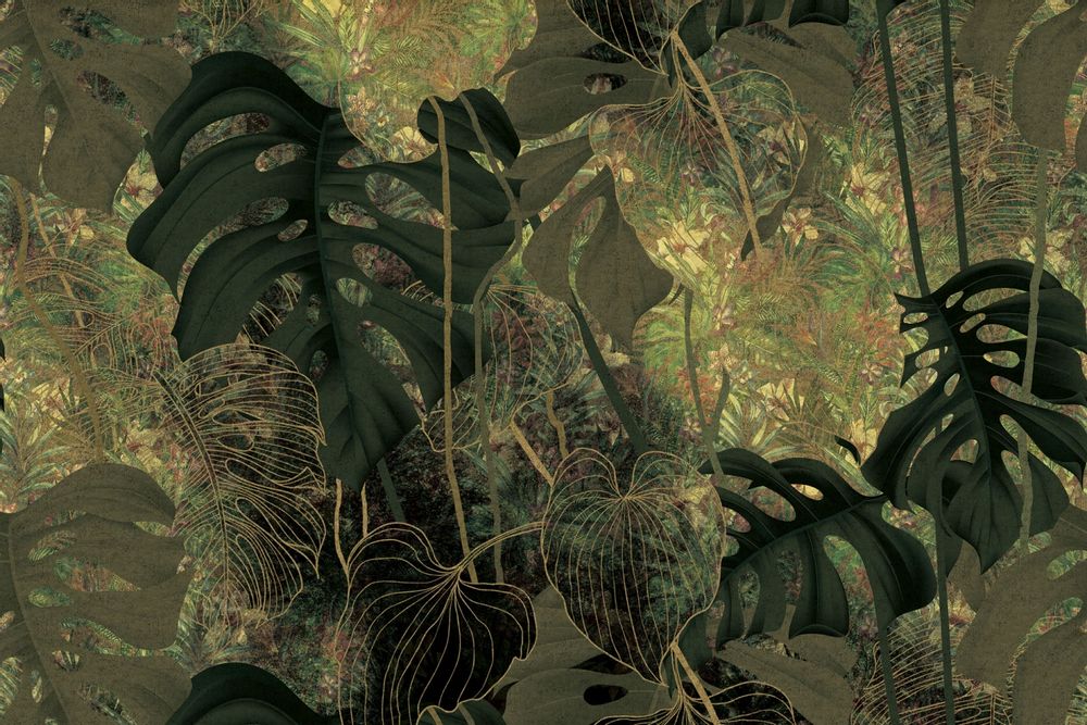 Decorative objects - Gold leaf luxury green and gold jungle wallpaper - LA MAISON MURAEM